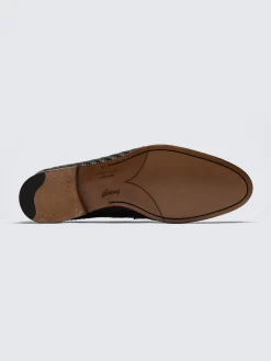 Dark brown nappa leather braided Appia penny loafers