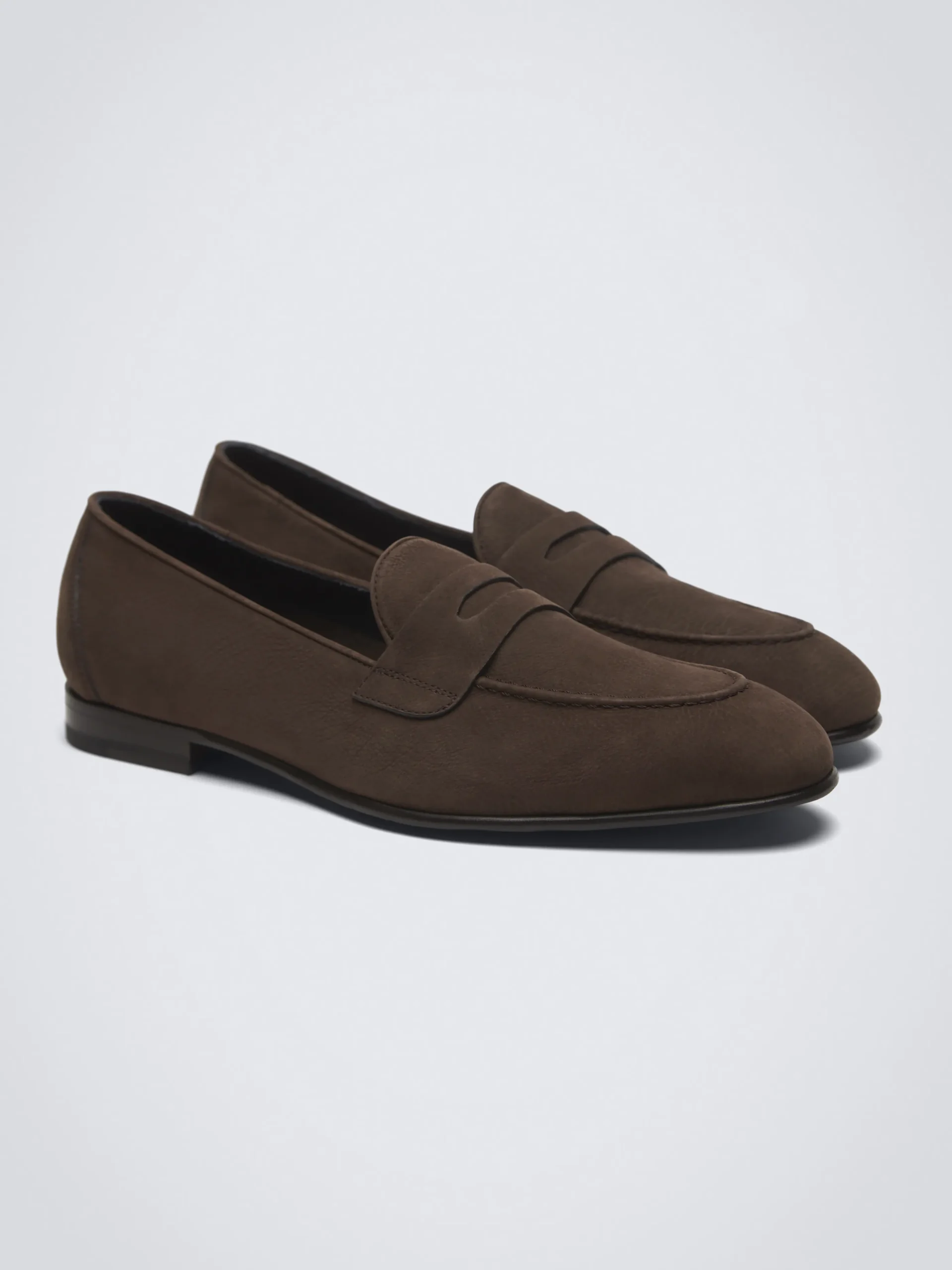 Dark brown nubuck Appia penny loafer