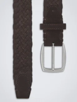 Dark brown nubuck braided belt