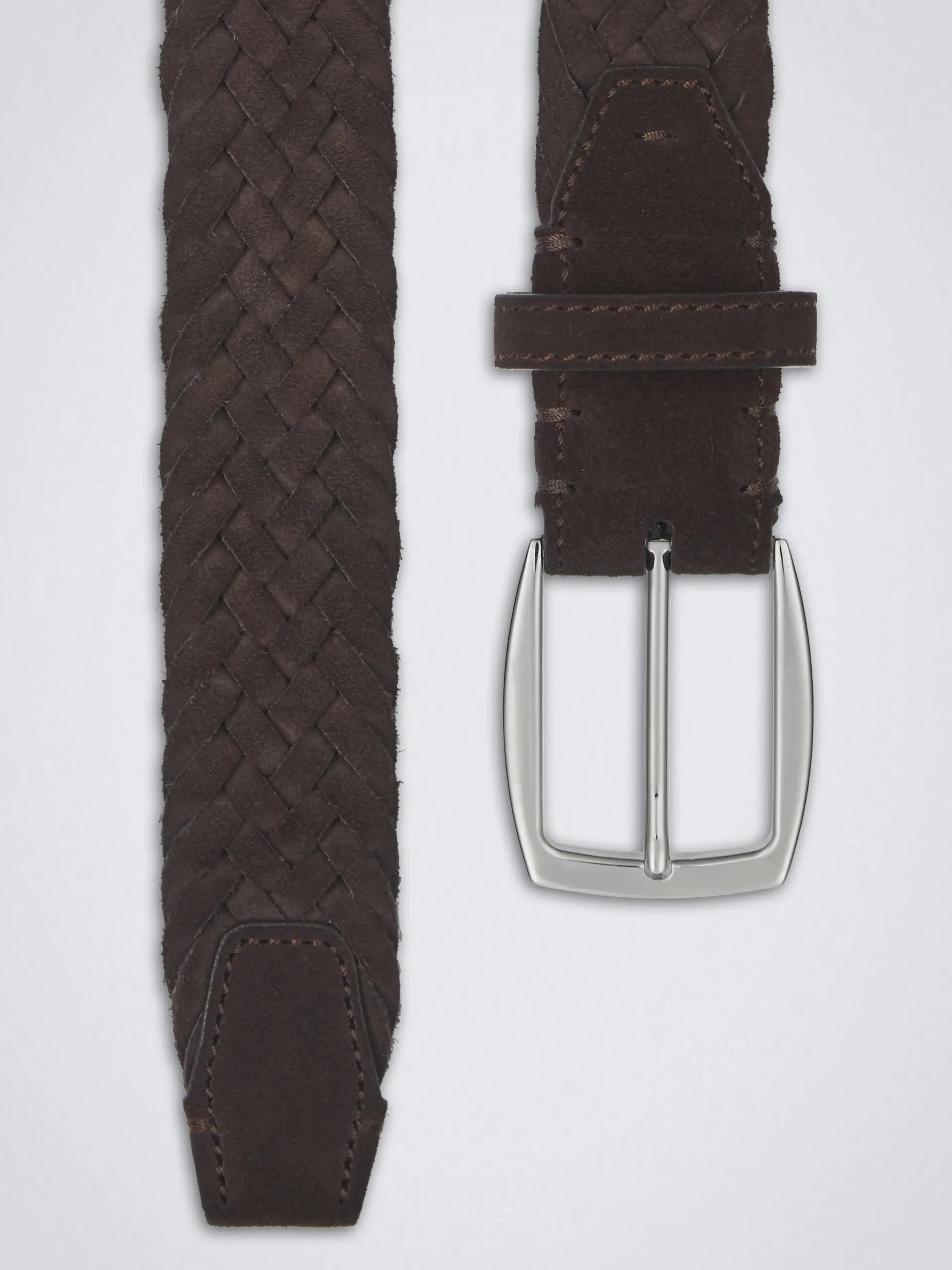Dark brown nubuck braided belt