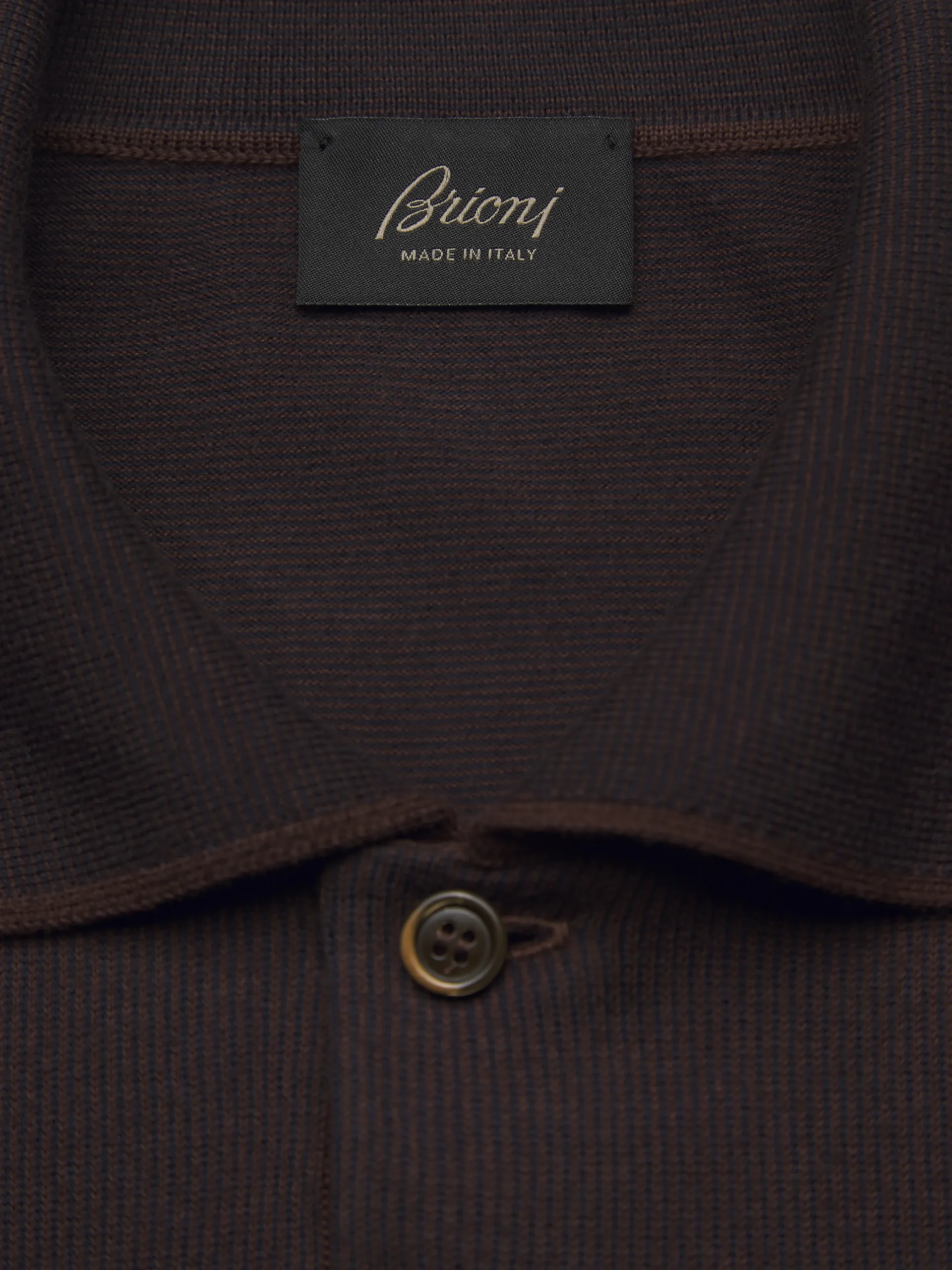 Dark brown Sea Island cotton and baby cashmere polo sweater