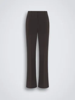 Dark brown silk cady flare trousers