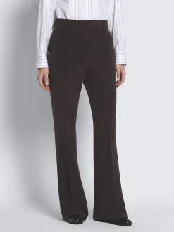 Dark brown silk cady flare trousers