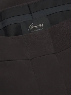 Dark brown silk cady flare trousers