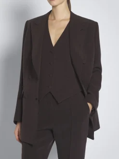 Dark brown silk cady Virgilio jacket