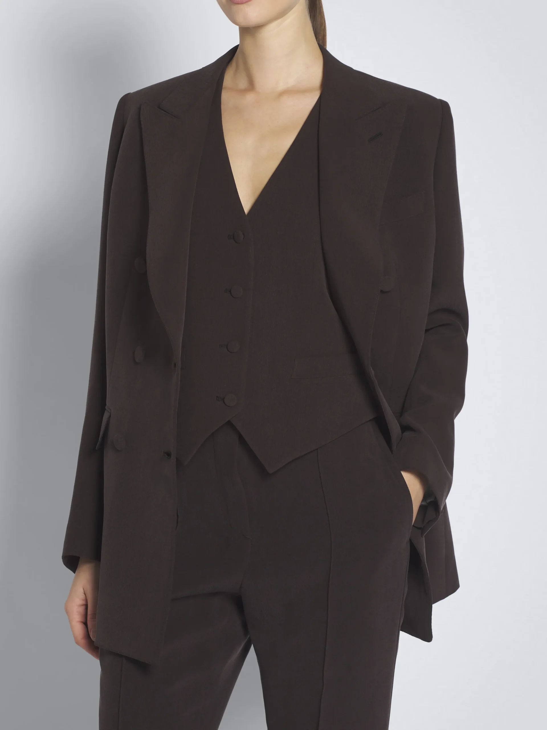 Dark brown silk cady Virgilio jacket