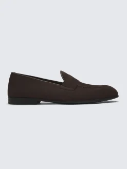Dark brown suede Appia penny loafers