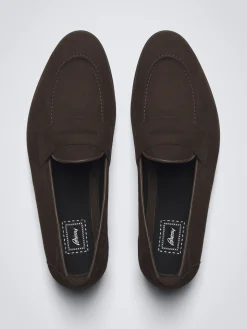 Dark brown suede Appia penny loafers