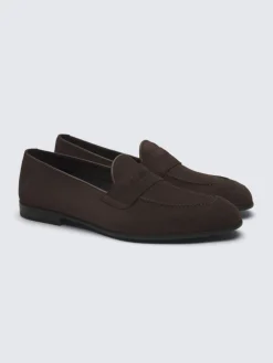Dark brown suede Appia penny loafers