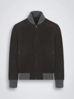 Dark brown suede blouson