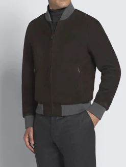 Dark brown suede blouson
