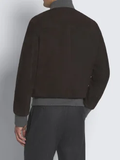 Dark brown suede blouson