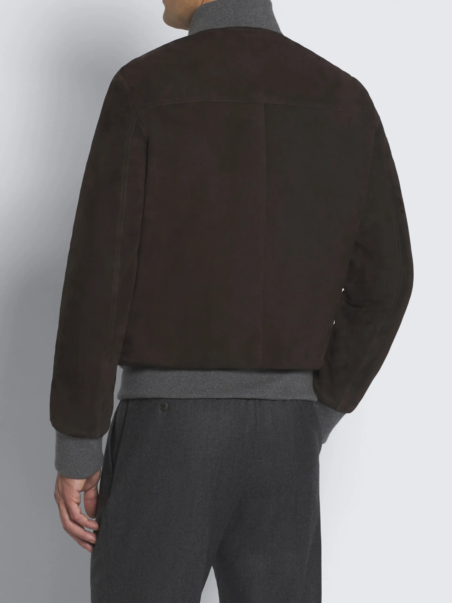 Dark brown suede blouson