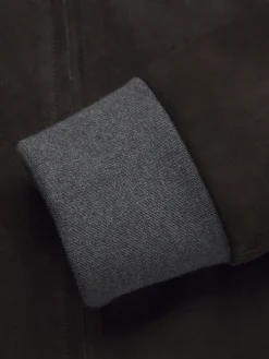 Dark brown suede blouson