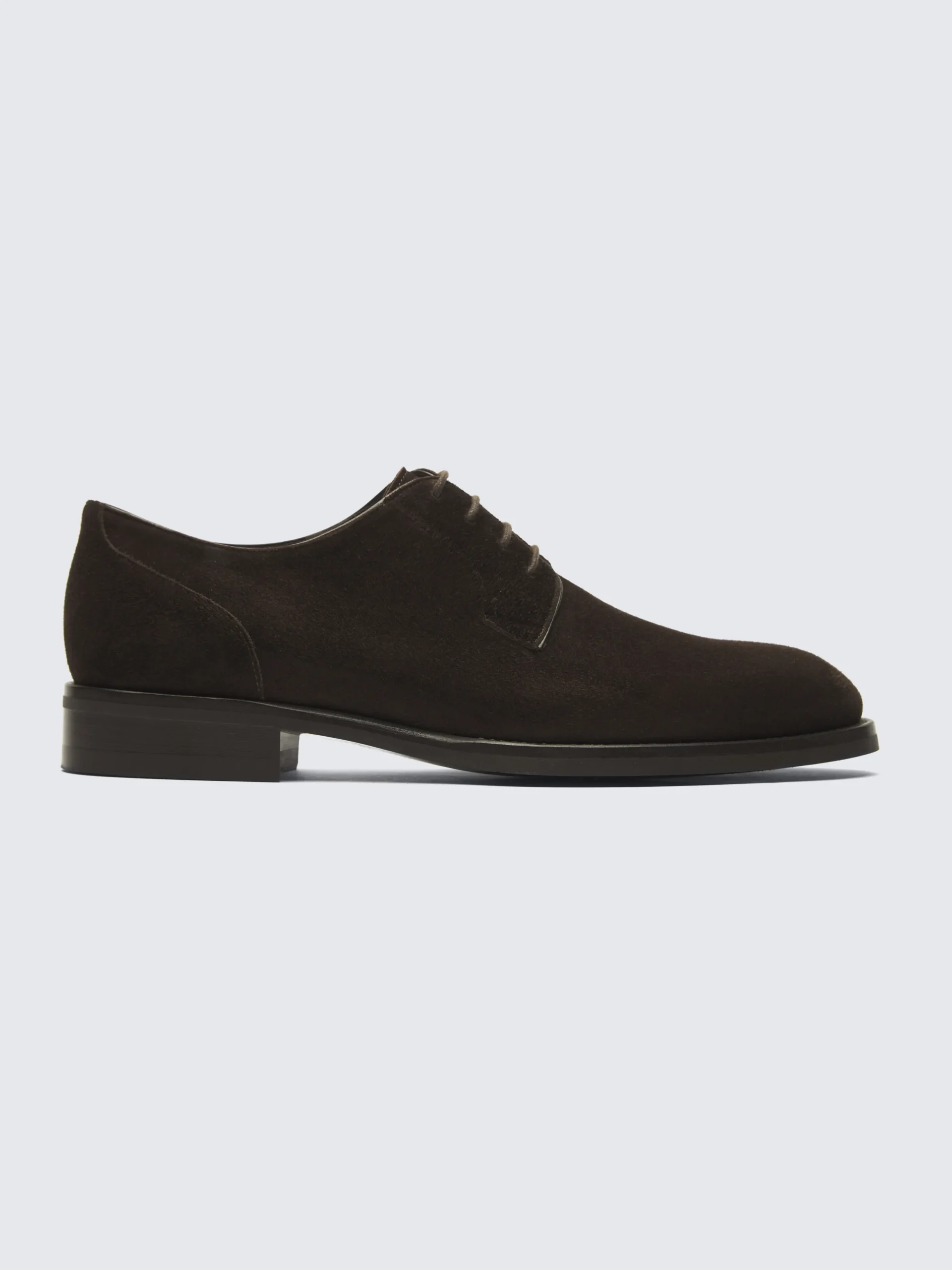 Dark brown suede Bruton derby shoes