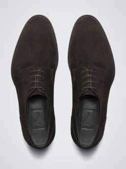 Dark brown suede Bruton derby shoes