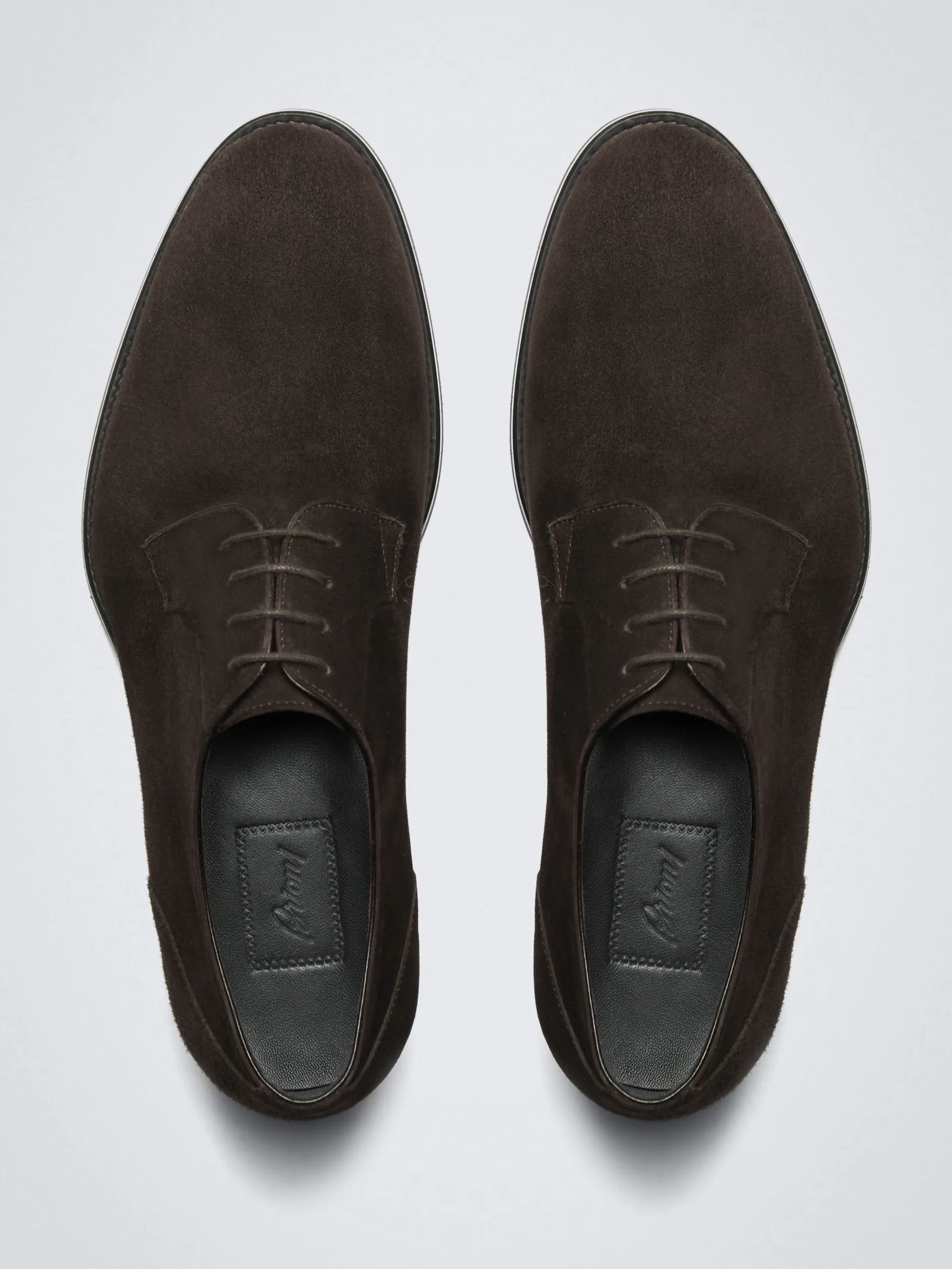 Dark brown suede Bruton derby shoes