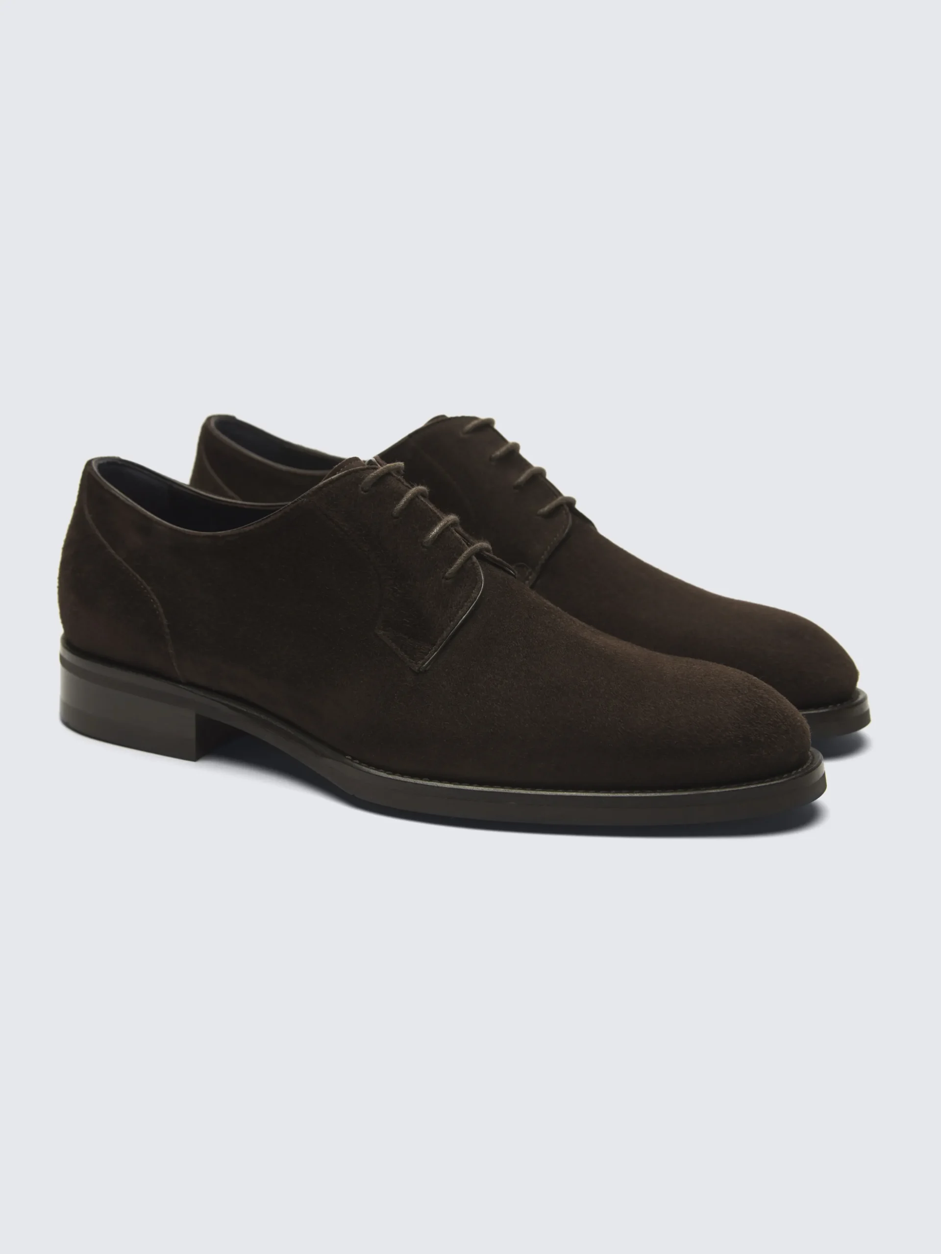 Dark brown suede Bruton derby shoes