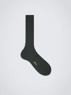 Dark green ribbed cotton socks