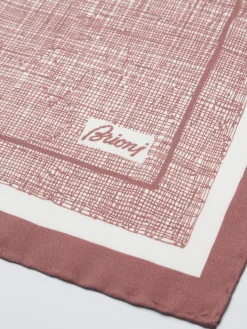 Dusty pink and white silk pocket square