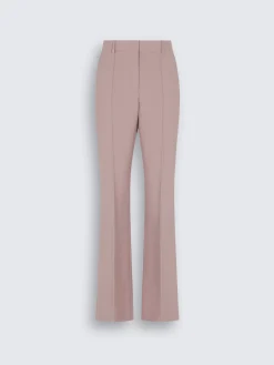 Dusty pink silk flare trousers