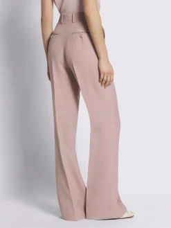 Dusty pink silk flare trousers