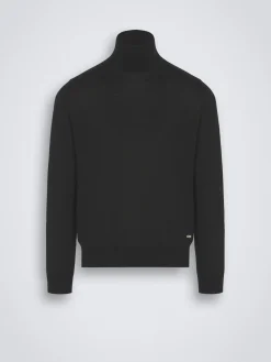 Essential black cashmere and silk turtleneck sweater