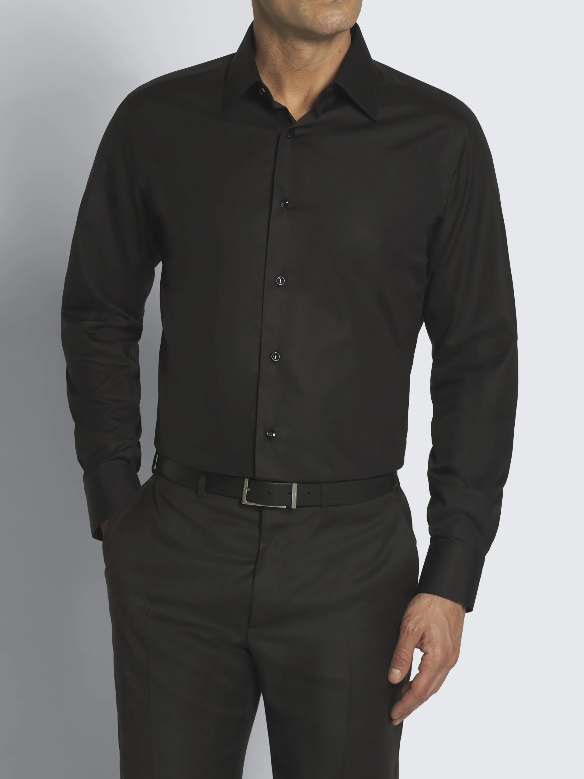 Essential black cotton formal shirt
