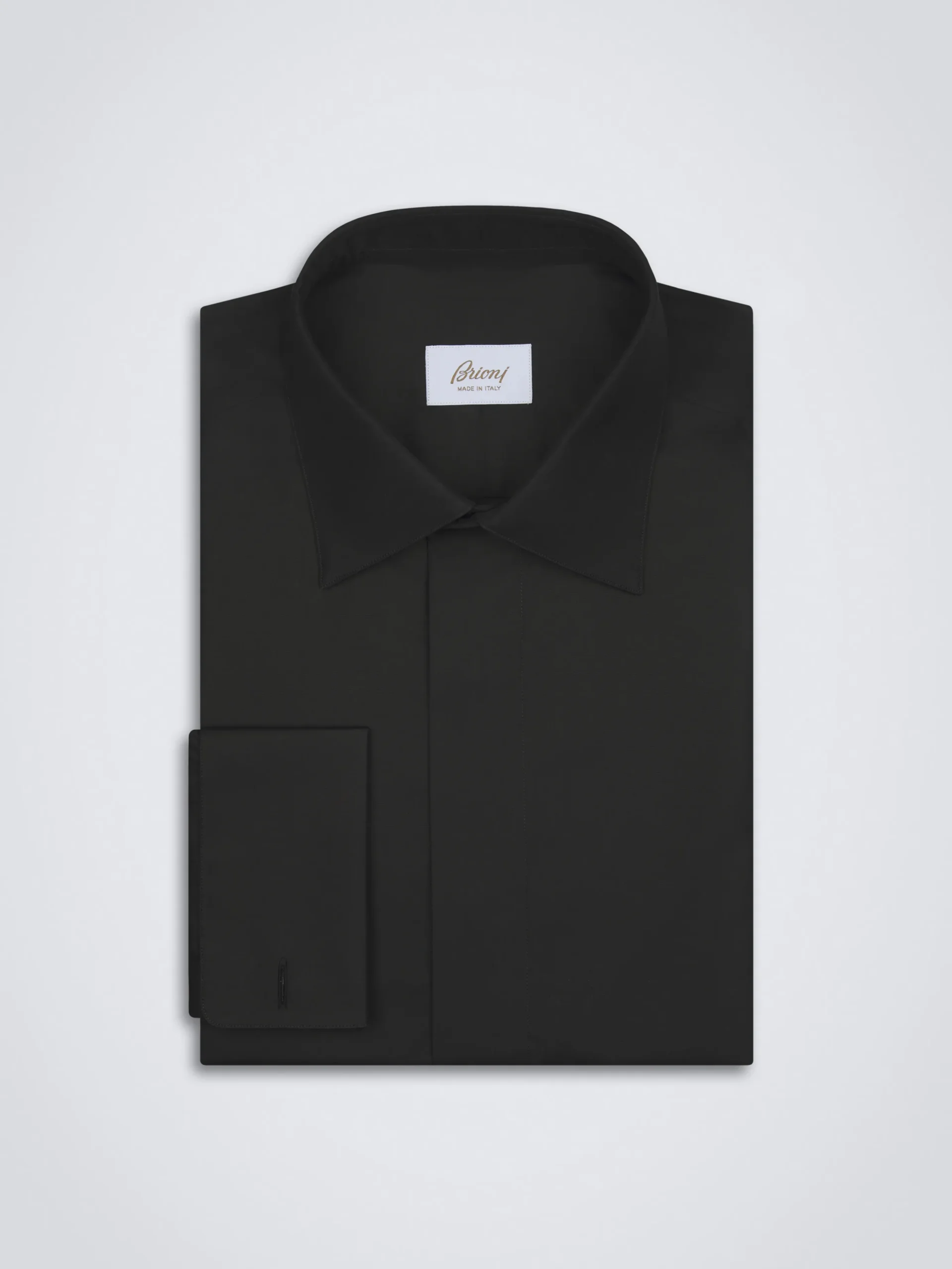 Essential black cotton French cuff evening shirt