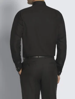 Essential black cotton French cuff evening shirt