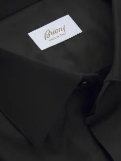 Essential black cotton French cuff evening shirt