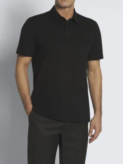 Essential black organic cotton piqué polo