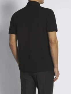 Essential black organic cotton piqué polo