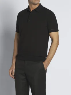 Essential black Sea Island cotton polo