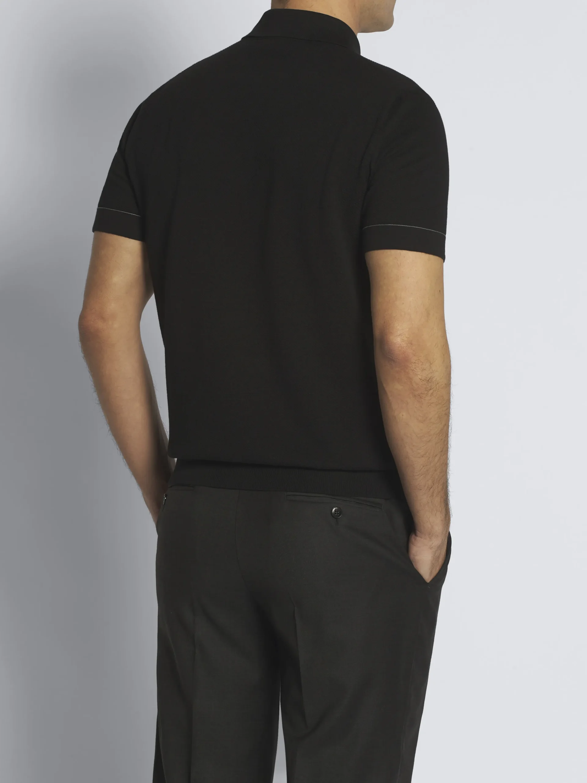 Essential black Sea Island cotton polo