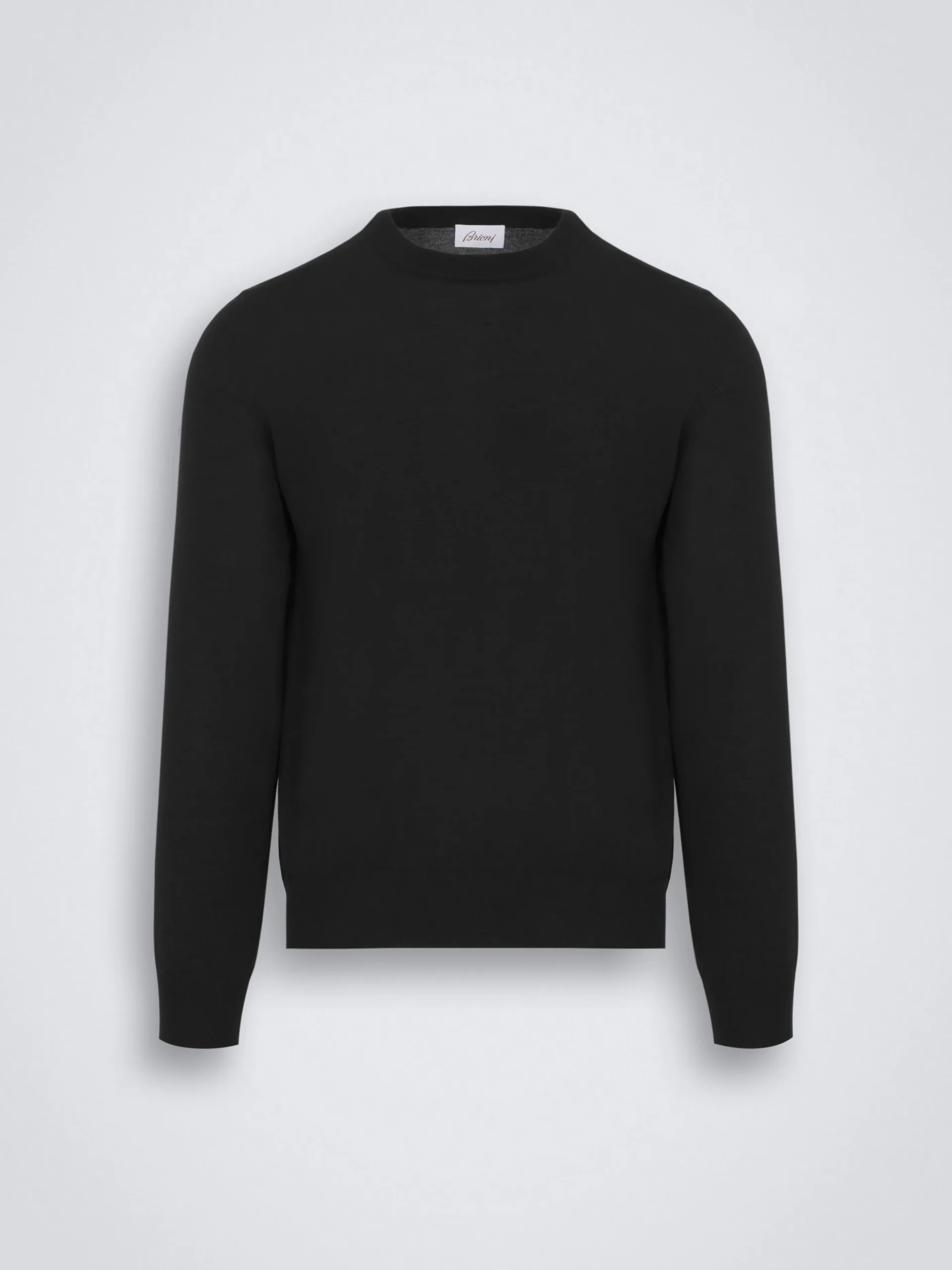 Essential black wool, cashmere and silk crewneck sweater