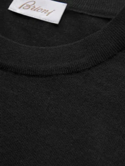 Essential black wool, cashmere and silk crewneck sweater