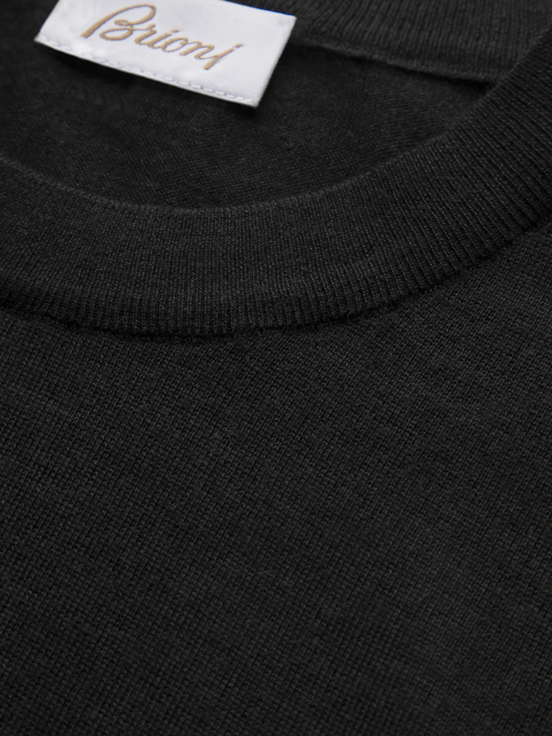 Essential black wool, cashmere and silk crewneck sweater