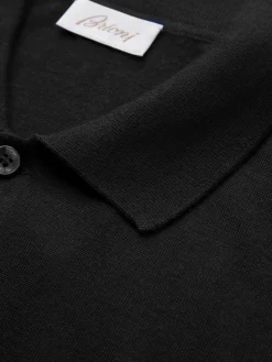 Essential black wool, cashmere and silk polo sweater