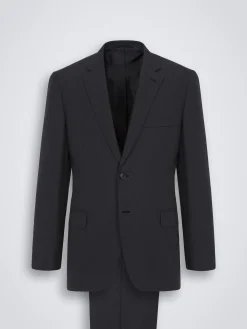 Essential charcoal grey Super 160's wool gabardine Brunico suit