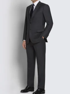 Essential charcoal grey Super 160's wool gabardine Brunico suit
