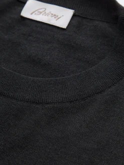 Essential charcoal grey wool, cashmere and silk crewneck sweater