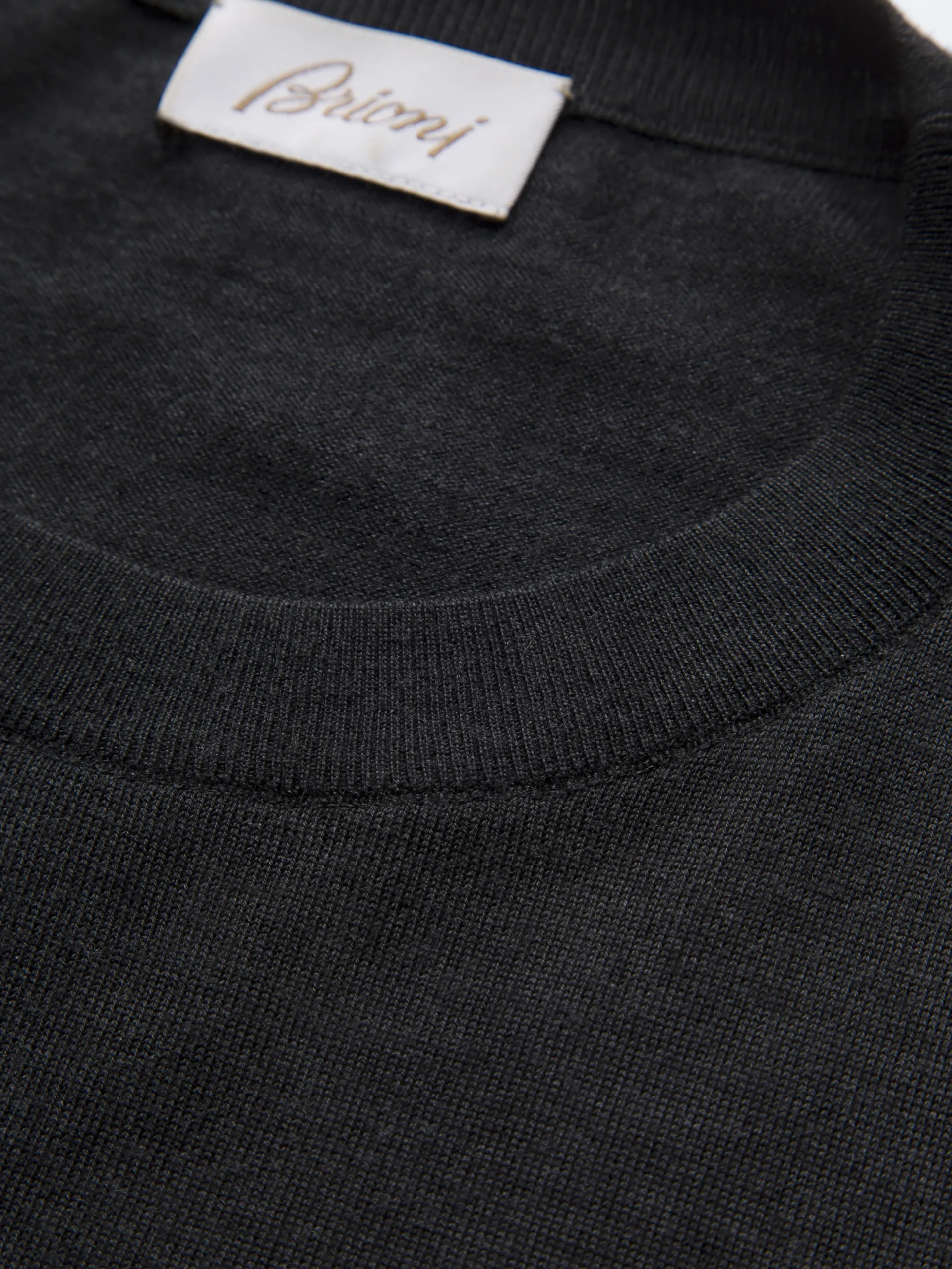 Essential charcoal grey wool, cashmere and silk crewneck sweater