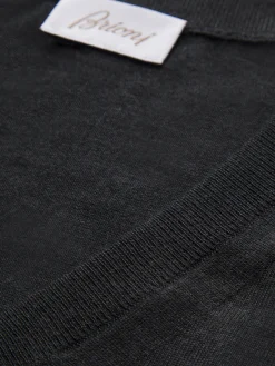 Essential dark grey wool, cashmere and silk V-neck sweater