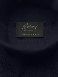 Essential midnight blue cashmere and silk turtleneck sweater