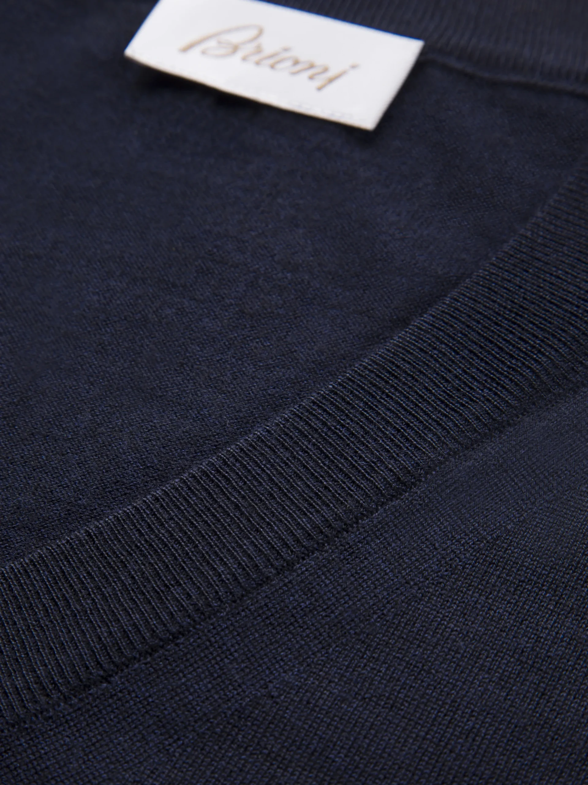 Essential midnight blue wool, cashmere and silk V-neck sweater