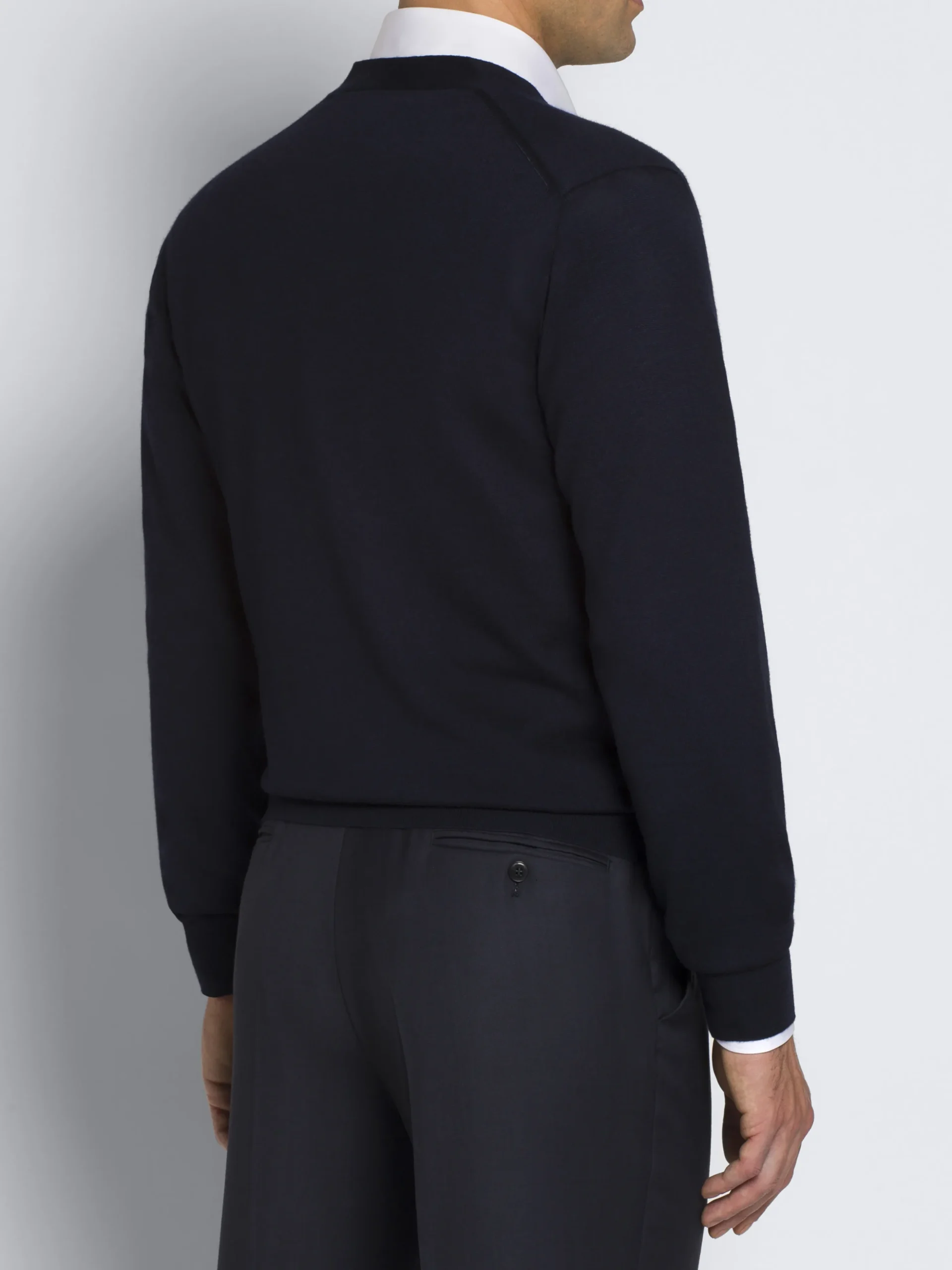Essential midnight blue wool, cashmere and silk cardigan