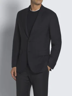 Essential midnight blue wool and silk Plume jacket