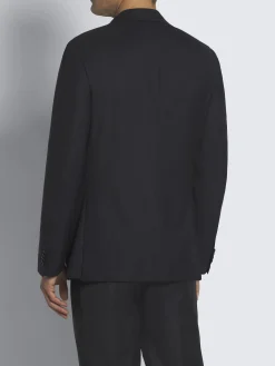 Essential midnight blue wool and silk Plume jacket