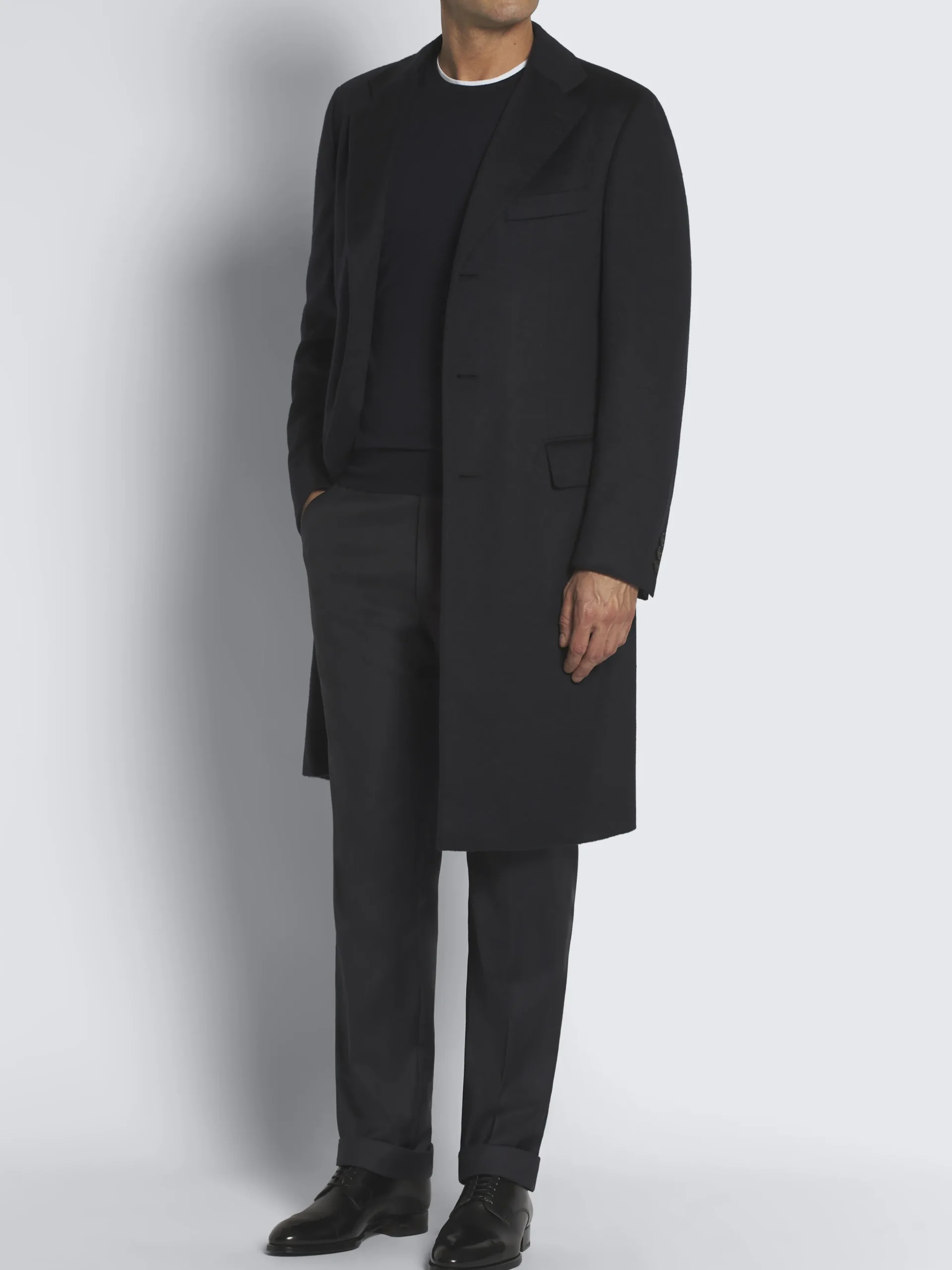 Essential navy blue cashmere Brunico overcoat